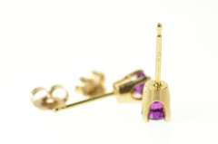 14K Yellow Gold Classic Sim. Amethyst Solitaire Stud Earrings