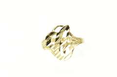 10K Yellow Gold Grooved C Monogram Letter Initial Statement Ring