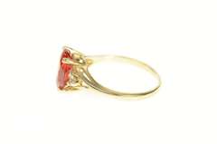 10K Yellow Gold Oval Syn. Mexican Fire Opal CZ Accent Ring