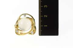 14K Yellow Gold Retro Ornate Moonstone Diamond Statement Ring