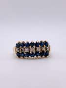 14kt Gold, Blue Sapphire, & Diamond Ring
