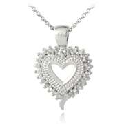 Sterling Silver 1/5ct Diamond Open Heart Necklace