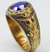 10KT Yellow Gold 1930 Class Ring with Blue Stone