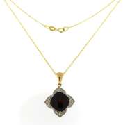 Fabulous Checkerboard Cut Garnet Yellow Gold Necklace
