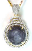 Jaw Dropping Huge 23.00CTS Natural Cabochon Star Ruby & White Sapphire Necklace in Multi-Tone Silver