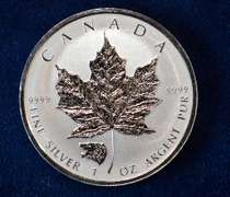 2016 Reverse Proof Bear  Privy Mark 5 Dollar Canada 1 OZ Silver Coin