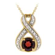 18K Gold over Sterling Silver Garnet & Diamond Accent Twist Pendant