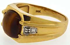 Elegant 14kt Men's Tigers Eye Ring