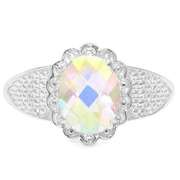 1.57 CT WHITE MYSTIC TOPAZ & 18K GOLD PLATED RING