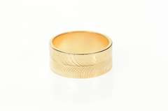 14K Yellow Gold 8.3mm Grooved Chevron Wedding Band Soviet Ring