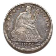 Sharp 1854 With  Arrows Seated Half Dollar