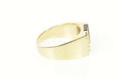 10K Yellow Gold Black Onyx Inlay Diamond Squared Statement Ring