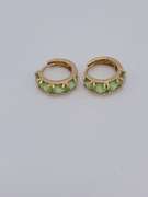 14kt Solid Yellow Gold Peridot Hoop Earrings
