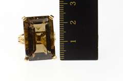 18K Yellow Gold Emerald Cut Smoky Quartz Cocktail Ring