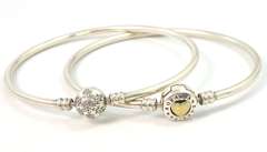 Pair of Pandora Bangle Bracelets in Sterling Silver
