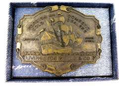 Vintage Livingston Wells & Co. Gold Dealers Belt Buckle