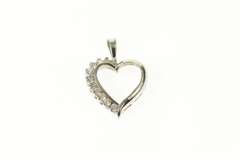10K White Gold Classic Cubic Zirconia Love Symbol Heart Pendant