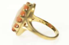 10K Yellow Gold Carved Shell Cameo Lady Retro Statement Ring