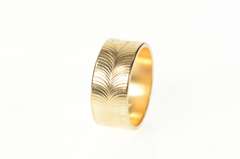 14K Yellow Gold 8.3mm Grooved Chevron Wedding Band Soviet Ring