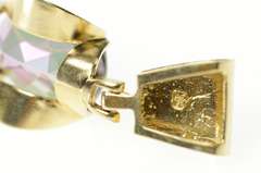 14K Yellow Gold Oval Faceted Mystic Topaz Ornate Statement Pendant