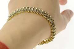 14K Yellow Gold 4.40 Ctw Diamond Bar Curvy Link Tennis Bracelet