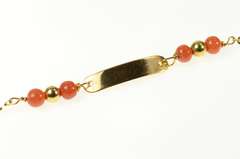 14K Yellow Gold Victorian Coral Engravable Chain Child's Bracelet
