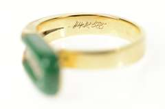 14K Yellow Gold Retro Malachite Diamond Statement Wrap Ring