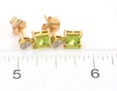 Glimmering Art Deco Peridot & Topaz Earrings in Vermeil
