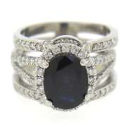 Breathtaking 18kt Blue Sapphire and Diamond Halo Ring