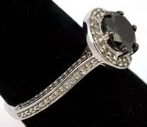 Striking Black Moissanite & Diamond Ring in Sterling Silver