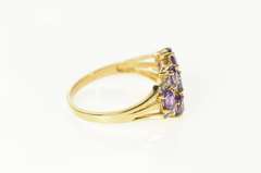 10K Yellow Gold Amethyst Diamond Tiered Statement Band Ring