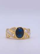 18kt Gold Blue Sapphire & Diamond Cocktail Band Ring
