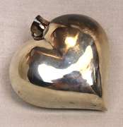 Large Sterling Silver Puffed Heart Pendant