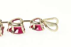 10K White Gold Tiered Syn. Ruby Heart Valentine Pendant