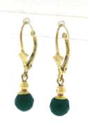 Amazing Yellow Gold Green Faceted Bead Leverback Earrings