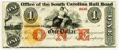 Superb Gem Crisp 1800's $1 Note Office Of The South Carolina Railroad!