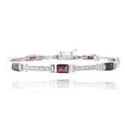 5ct Garnet & Diamond Accent Emerald-Cut Link Bracelet