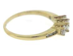 Glamorous Yellow Gold Past, Present and Future Diamond Ring