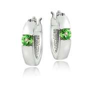 Sterling Silver Peridot Topaz Huggie Earrings