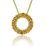 18K Gold over Sterling Silver 1/2ct Citrine Circle Eternity Pendant
