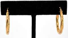 Nice Twisted Hoop Earrings in 14KT Yellow Gold