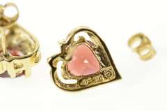 10K Yellow Gold Heart Garnet Diamond Accent Stud Earrings