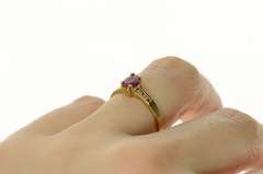 14K Yellow Gold Oval Ruby Diamond Accent Engagement Ring