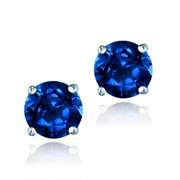 Sterling Silver 2.1ct Created Sapphire Stud Earrings, 6mm
