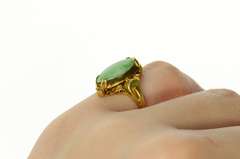 14K Yellow Gold Victorian Ornate Marquise Turquoise Statement Ring