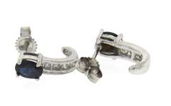 Wonderful White Gold Blue Sapphire & Diamond Necklace w Matching Earrings