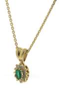 Charming Yellow Gold Emerald and Diamond Necklace