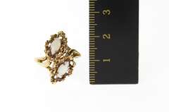 10K Yellow Gold Retro Natural Opal Ornate Statement Bypass Ring