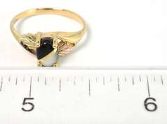 Edgy Mother-of-Pearl & Onyx Ring in Two-Tone Gold