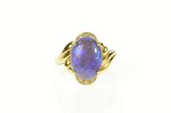 18K Yellow Gold Ornate Black Opal Diamond Cocktail Ring